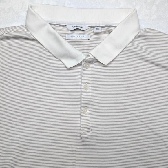 Calvin Klein Liquid Touch Mens Polo Shirt - XL Stripe - Picture 1 of 6